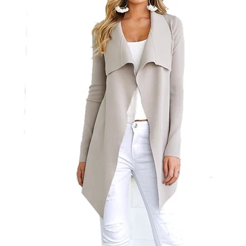 

Irregular Hem Long Sleeve Gift Women Coat Casual Spring Adult Charming Slim Autumn Lapel Solid Outwear Cardigan