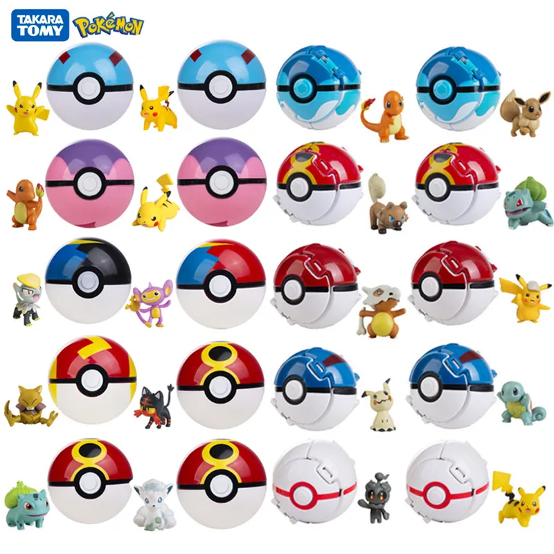 

Pokemon Pokeball Figures Toys Pikachu Squirtle Charmander Cubone Eevee Cosplay High Quality Pet Action Anime Model Kids Gifts