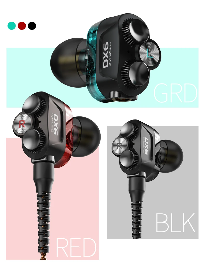 Plextone DX6 bluetooth наушники три единицы 3,5 мм наушники-вкладыши спортивные стерео Бас HIFI Проводная гарнитура с MMCX кабелем для Xiaomi