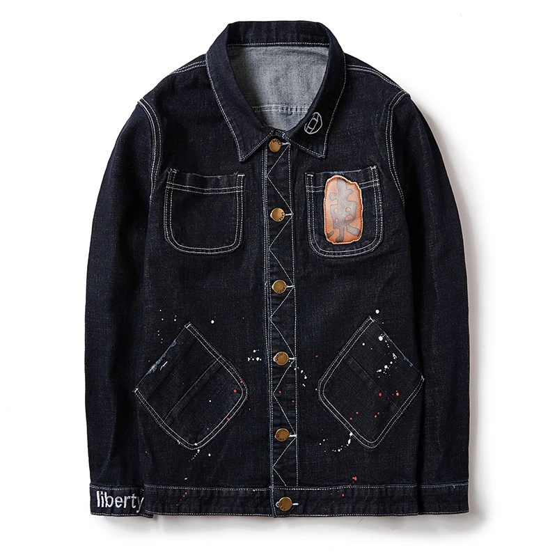 

Plus 8XL Mens Denim Jacket East Blacck Casual High Quality Men Coat Cowboy Men's Jean Streetwear Printing Tops;YA068