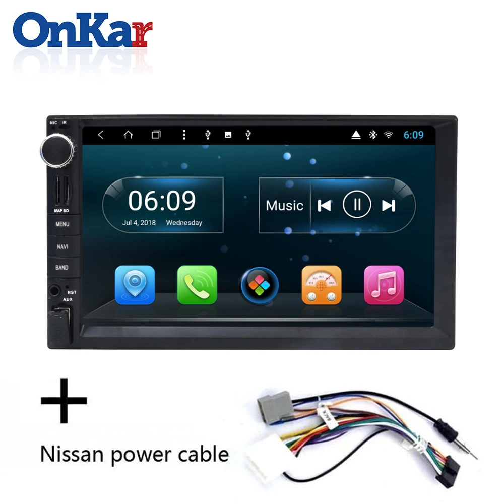Nissan power cable ONKAR 2 din Android 9,0 7 дюймов Универсальный мультимедийный плеер Передняя USB SD карта автомобильное радио FM Bluetooth Wi-Fi зеркальное соединение головное устройство - Цвет: Nissan power cable