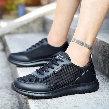 

Large Size Breathable Mesh Sports Shoes Men Sport Shoes Men Athletic Shoes Mens Running Sneakers Black Runners Trainers E-286