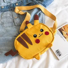 Japanese-style Cute Soft Girl Cartoon Pikachu GIRL'S Street Snap Messenger Bag Canvas Bag Casual Chest Bag Fashion