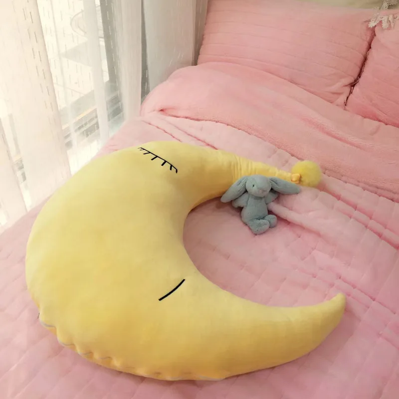 

Simanfei Crystal Velvet Pillow Multicolor Cartoon Cute Crescent Shape Pillow Soft Back Cushion Kids Room Decoration