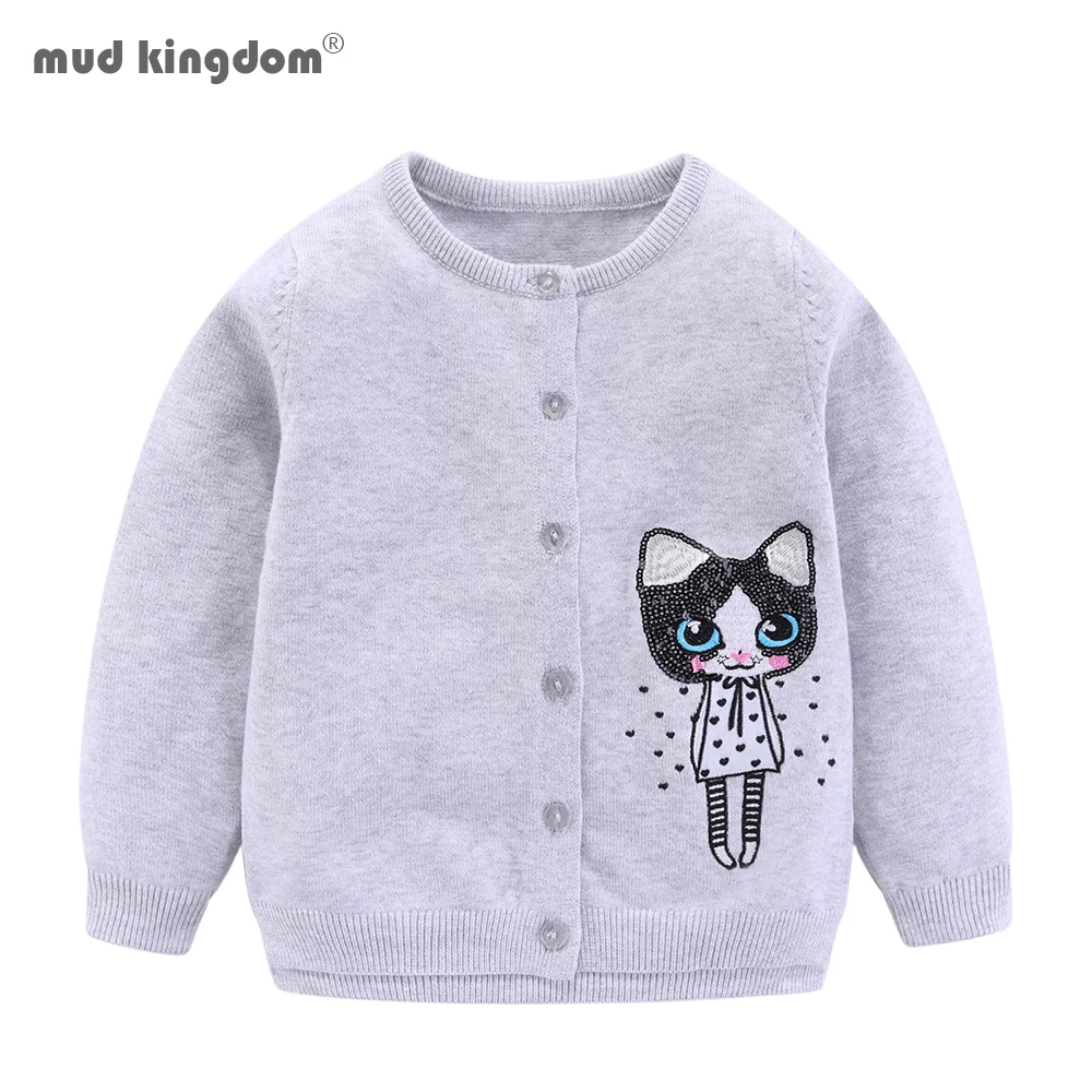 

Mudkingdom Little Girls Cardigan Sweaters Cute Cartoon Sequins Spring Fashion Boy Girl Outer Wear