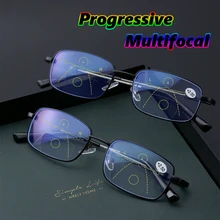 Прогрессивные многофокальные очки для чтения с памятью храма синий светильник с блокировкой пресбиопии очки с антибликовым покрытием