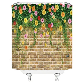

72*72'' Flower Tree Above Rustic Wood Panel Shower Curtain 100% High Quality Waterproof Polyester Bath Screens for Home Decor