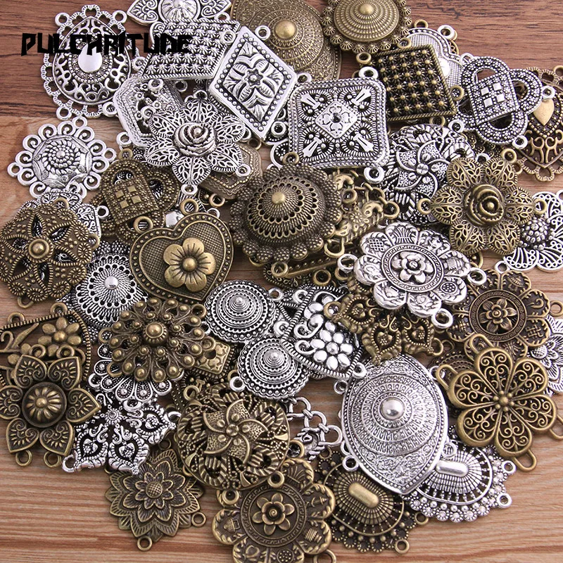 Zinc Alloy Retro Pendants Connectors Linker 6 Pcs Random Mix 31 Styles for DIY Charm Jewelry Accessorie alloy pendant jewelry charms metal charm