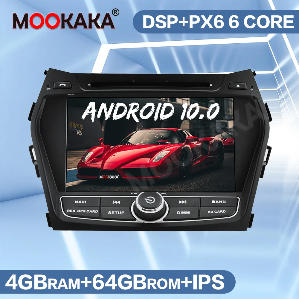Автомобильный DVD-плеер PX6 Android 10 0 64 ГБ Автомагнитола для Hyundai IX45 Santa Fe 2014 +