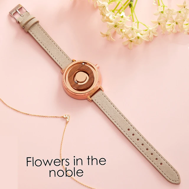 Eutour original minimalist solid wood dial scale less magnetic bead stainless steel strap natural forest fashion women's Watch 5