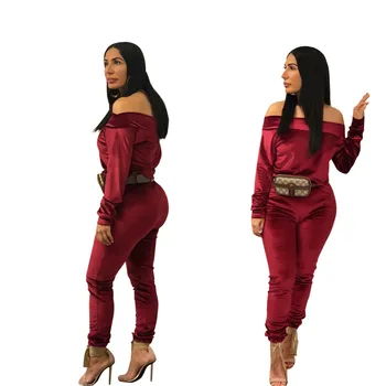 

Autumn Winter Women Two Piece Set Top and Pants Plus Size Tracksuit Sweatsuit Outfit Solid Fleece Slash Top and Pants Sets