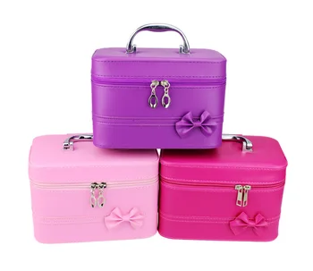 

Cosmetic Bags for Women 2020 New Fashion Large Capacity Sweet Bowknot Cosmetic Case PU Leather High Grade Cosmetics Storage Bags