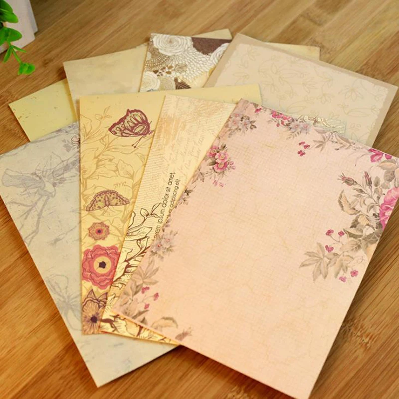 10 unids/set Retro estilo europeo flores de papel sobres de mensaje de oficina escribir letras de papel suministros de papelería de la escuela, regalos