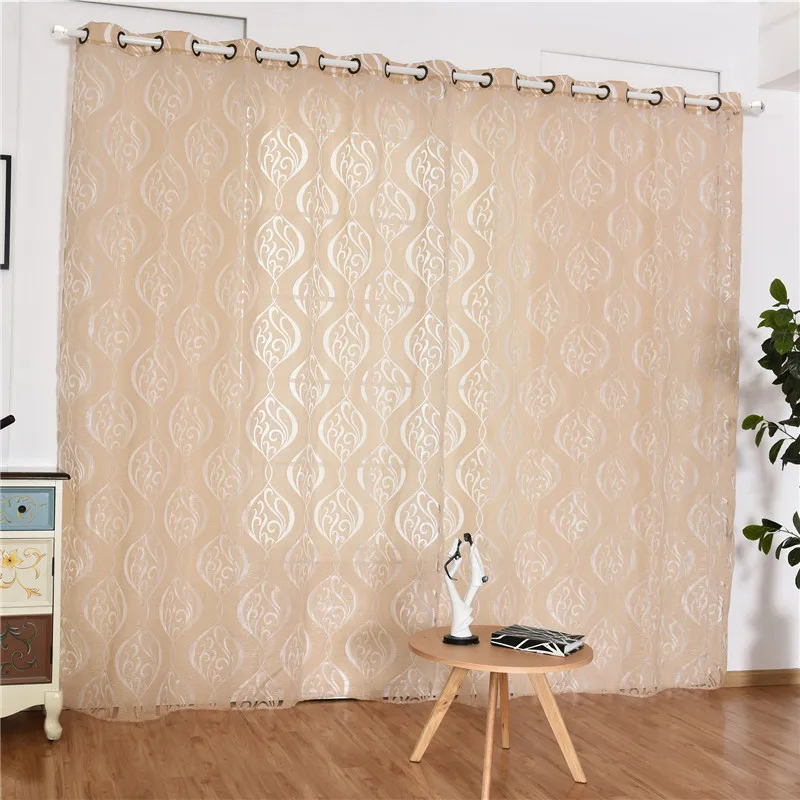Fashion Simple Rural Style Hook Bubble Cut Flower Shape Curtain Window Screen Curtains For Living Room Bedroom Decor