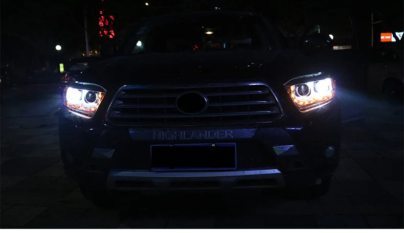 Автомобильный Стайлинг для Toyota 2009-2011 фара Highlander светодиодный светодиодные дневные ходовые огни на передних фарах двойные U Angel Eye hid аксессуары для фар