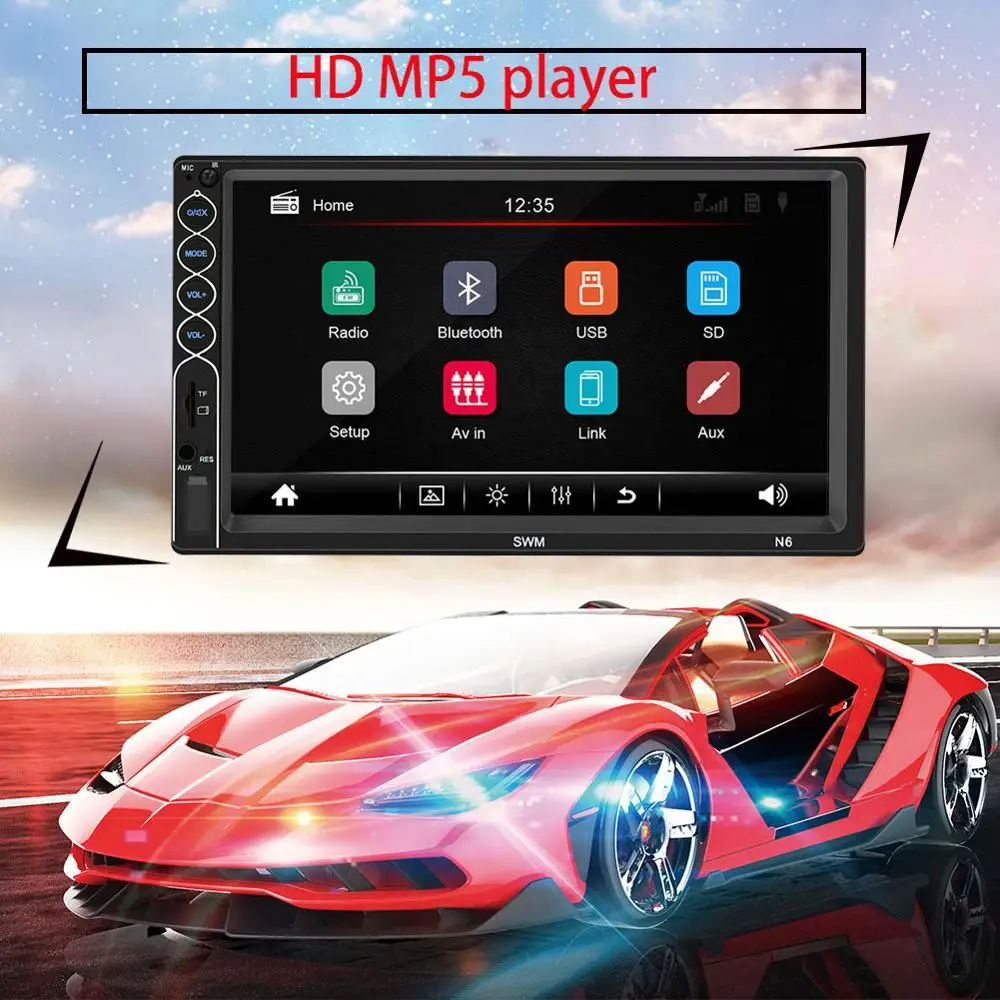 7 дюймов TFT дисплей Bluetooth Стерео FM Радио сенсорный экран плеер 2 Din HD Mp5 плеер для IOS/Android мобильного телефона зеркало подключения
