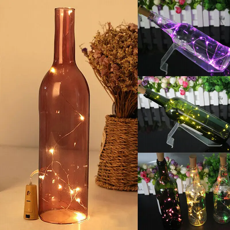 

1PC LED Garland Solar Wine Bottle Lights Solar Cork Fairy Lights Christmas Light LED Copper Garland Wire Fairy String