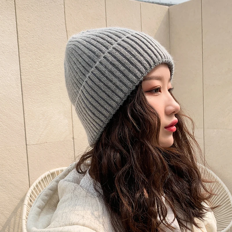 

[Rancyword] Winter Hats For Women Wool Knitted Angora Hat Beanies Female Warm Rabbit Fur Skullies Beanie For Girl 2020 GJ3119