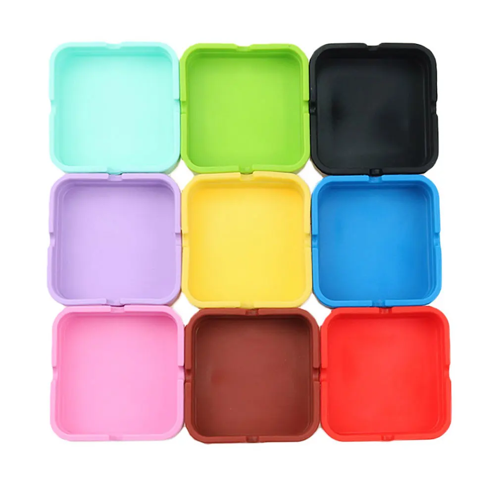 Silicone world Silicone Ashtray Rubber Portable High Temperature Resistant square Design Ashtray Eco-Friendly Soft
