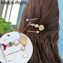 Матч-правой украшения для волос 3 шт./компл. Русалка заколка для волос/булавки/наклеивающиеся/заколка для волос с жемчугом заколка для волос, головной убор для укладки волос аксессуары для волос KK321
