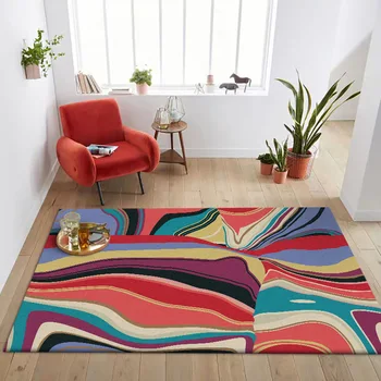 

Modern Simple Art Multicolor Abstract Carpets Living Room Bedroom Decor Washable Mats Polyester Antiskid Area Rugs