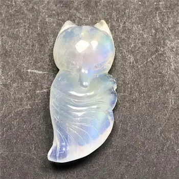 

Top Natural Blue Light Moonstone Fox Carved Pendant For Women Lady Man Crystal 29x13x6mm Beads Gemstone Fashion Jewelry AAAAA