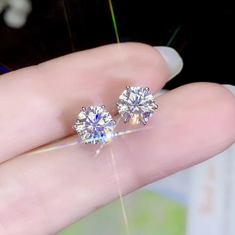 

Серьги женские под белое золото, 4 карата, размер 2 карата, 8 х8 мм