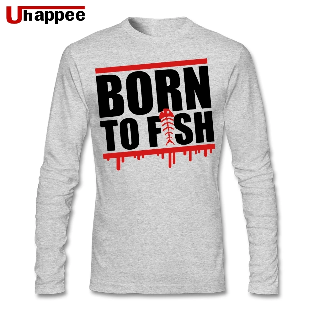 buy Letter Born To Fish Men #039;s Autumn Printing Graphic Long Sleeve Custom Large Size Under Shirt Novelty T shirts