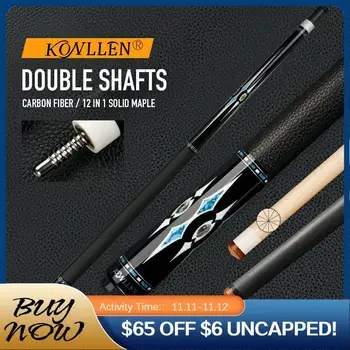 

KONLLEN JF Billiard Carbon Fiber Shaft Pool Cue 12 pieces in 1 Carbon Technology Double Shafts Inlay Cue Radial Pin Play Cue Kit