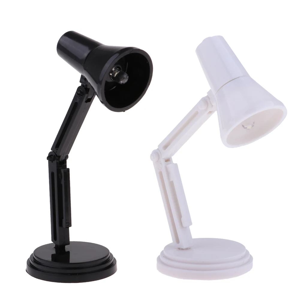 1:6 Scale Dollhouse Desk Lamp, 2 PCS Mini Reading LED Table Light Lamp for 12inch Dolls Action Figures