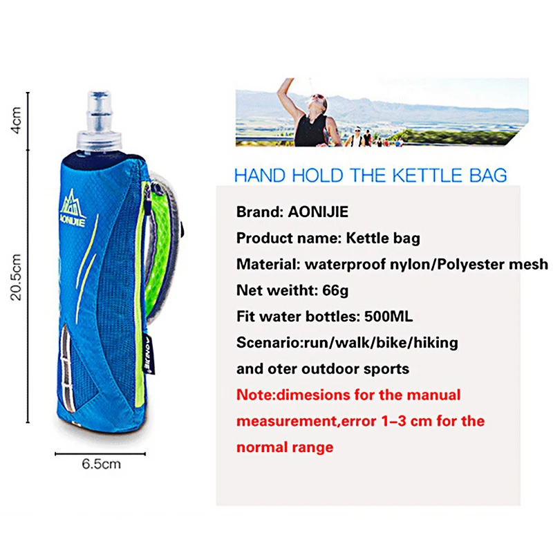 Running Hand-held Water Bottle Kettle Holder Wrist Storage Bag Hydration Pack Hydra Fuel Soft Flask Marathon Race