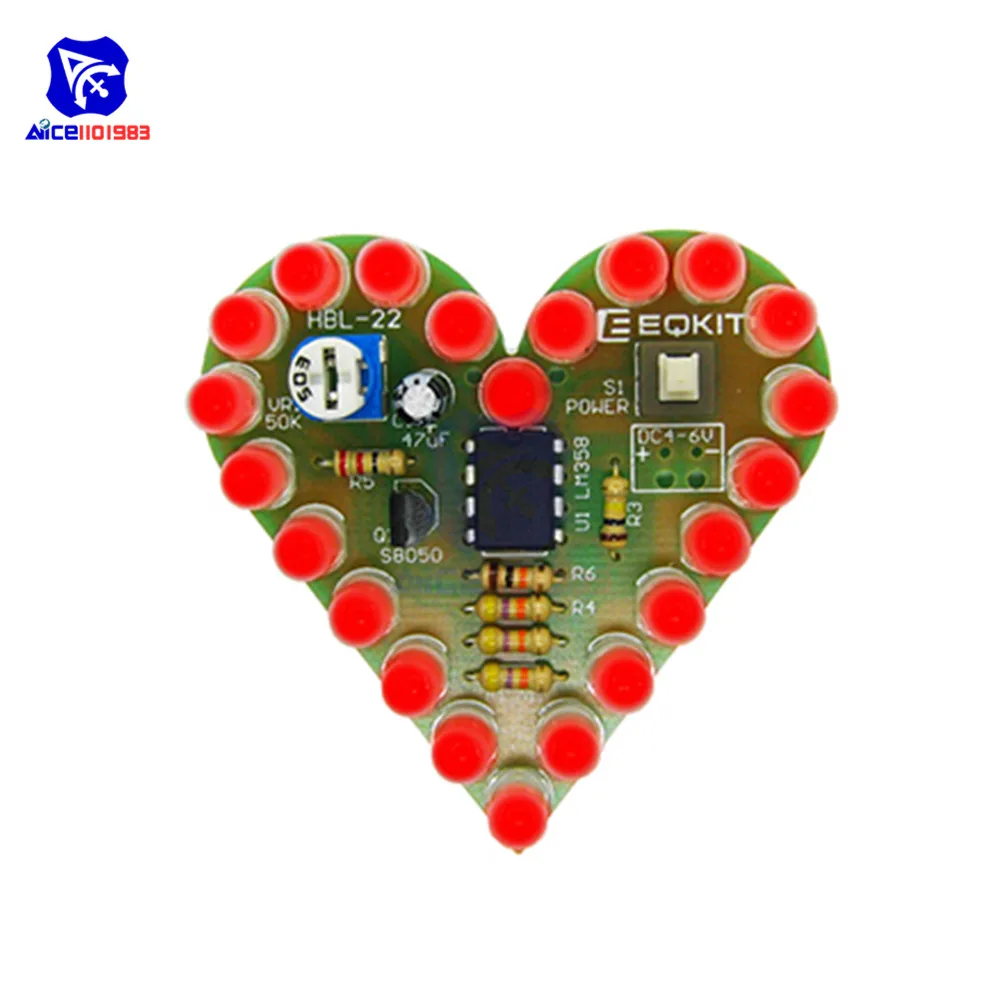 EIELE Kit Luci LED A Cuore Lampeggianti Con Acrilico, Modalità Multiple, Saldatura Necessaria, Per Studenti E Hobbisti