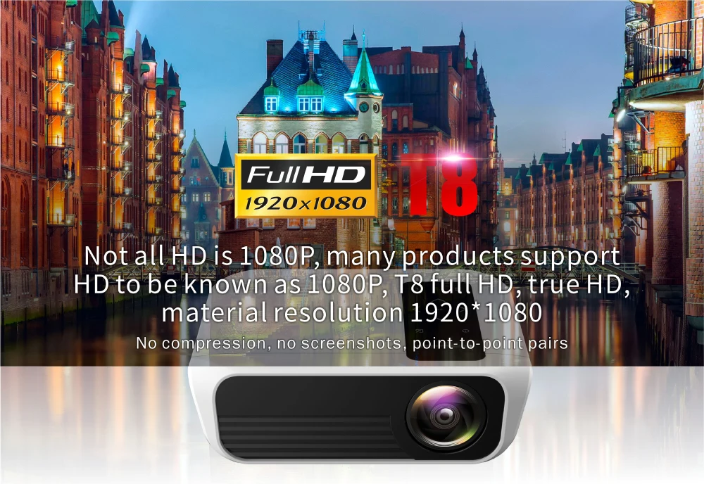 Salange T8 Мини 1080P проектор, 1920x1080,4500 люмен, 2G 16G Android 7,1 Proyector домашний кинотеатр, HDMI VGA USB, проектор