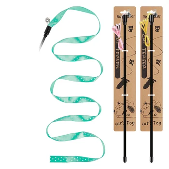 

Pet Supplies Colorful Kawaii Silk Band Teaser Toy for Pet Cat Amusement Intelligent PP Rod Cat Wand Stick Toy for Training