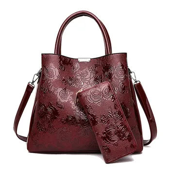 

2020 New 2-piece set Luxury handbags women bag designer fashion print pu leather brand lady shoulder messenger bags with wallet