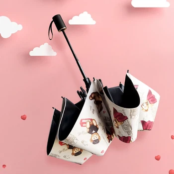 

Women's Umbrella Automatic Sun Protection UV Umbrella British Bear Printed Umbrella Women Folding Umbrella Weatherproof Umbrella