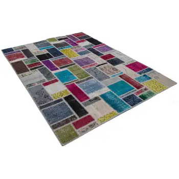 

170x237 Cm Multicolor Handmade Modern Patchwork Rug-6x8 Ft