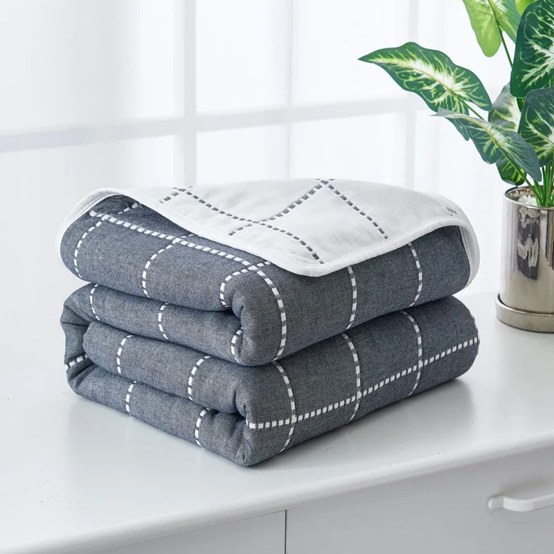 

100% Cotton Quilt Blanket Comforter Throw Plaid Air-conditioning Quilt Soft Breathable King Queen AB side Bedding home textile