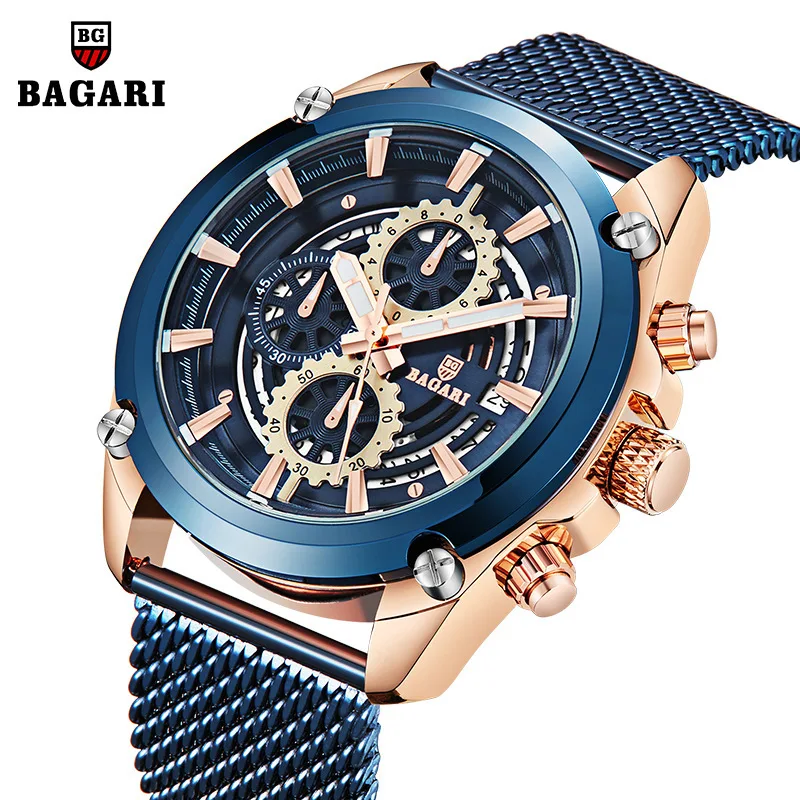 

Stereo Dial Table Men's Wristwatch Sports Night Light Multi-functional Mesh Belt MEN'S Table