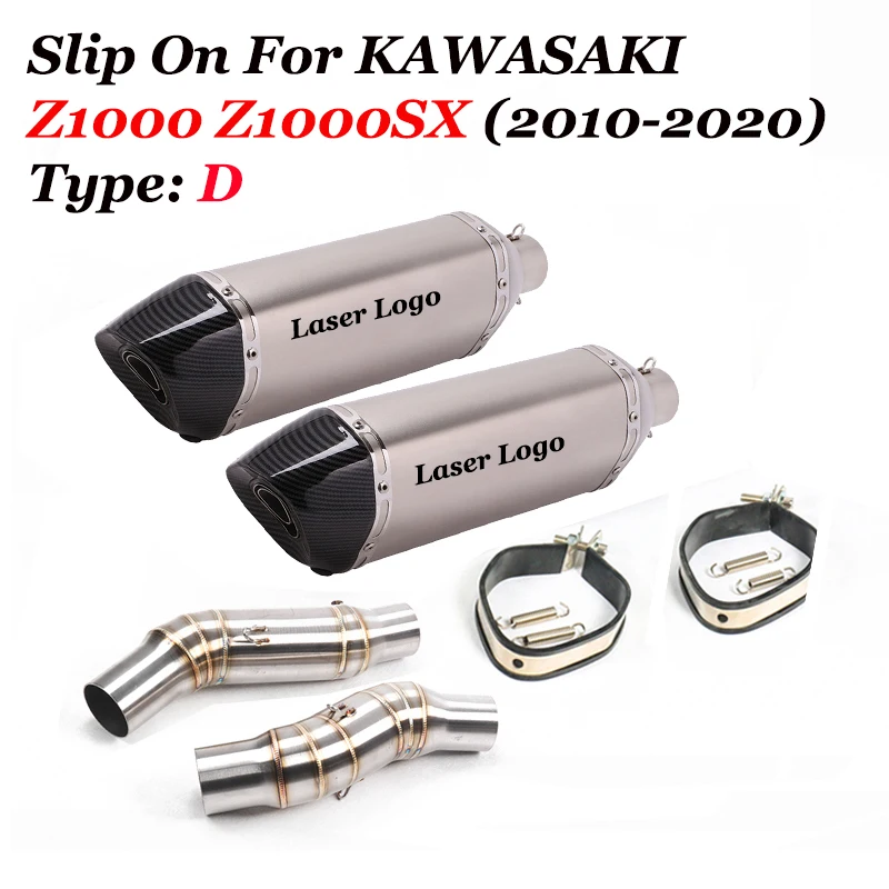 US $83.54 Slip On For Kawasaki Z1000 Z1000SX 2010 2020 Full System Motorcycle Carbon Exhaust Escape Middle Link Pipe Muffler DB Killer