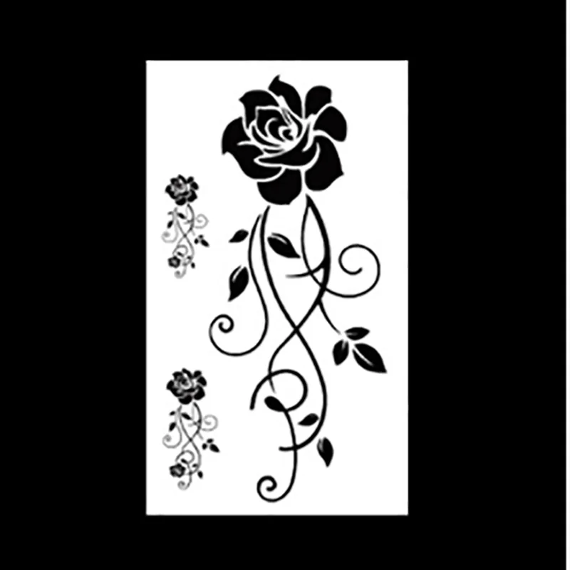 Временные фальшивые татуировки стикер черный и белый шаблон стикер рисунок поддельные боди-арт передача воды - Цвет: A015