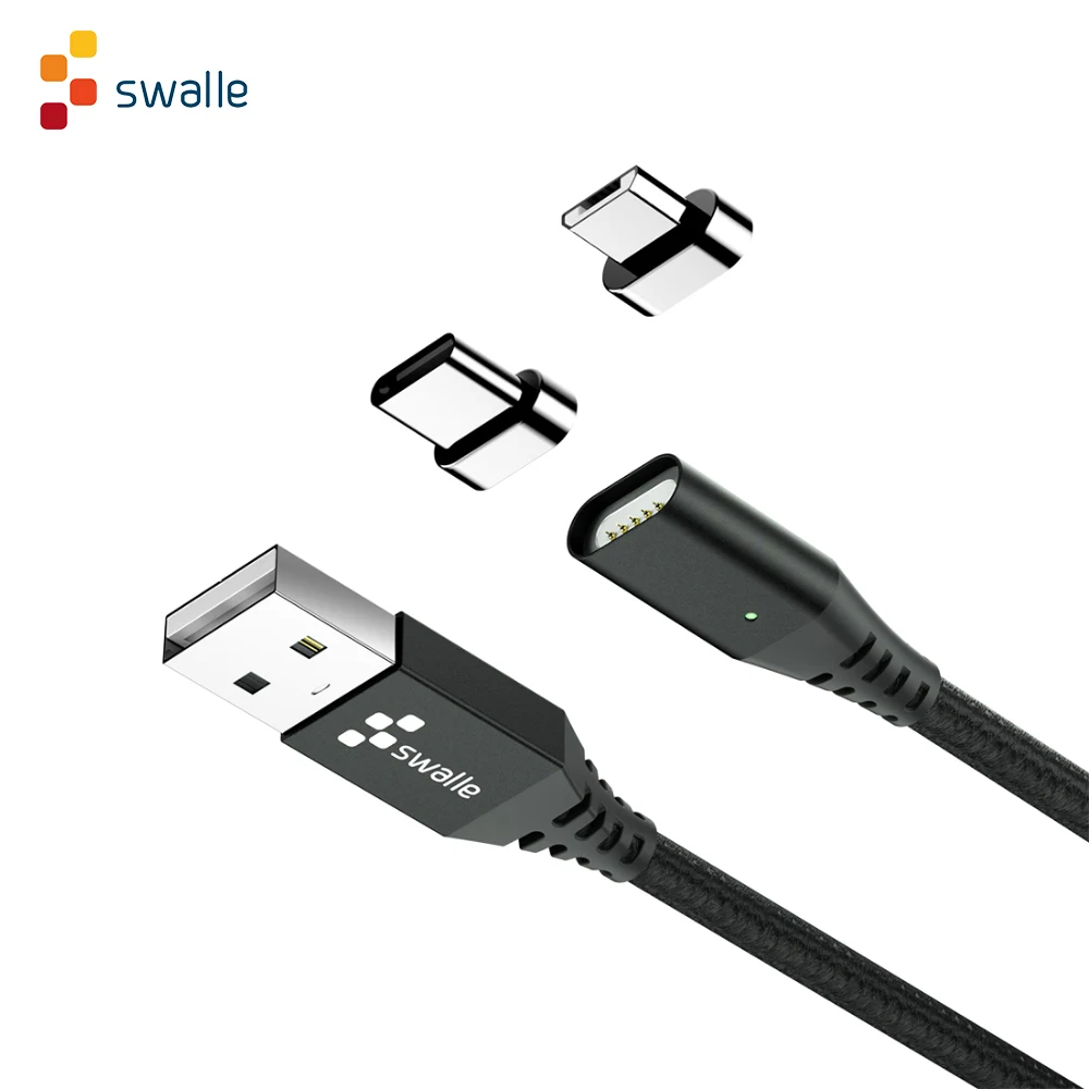 Магнитный кабель Swalle Micro usb Type C для быстрой зарядки зарядный c iphone X Xr Xs|Кабели