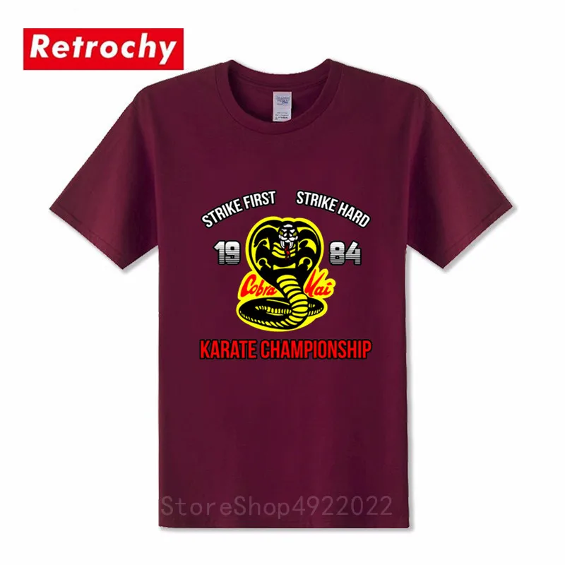 Винтажная Футболка Cobra Kai креативный дизайн мужские жесткие футболки Strike First