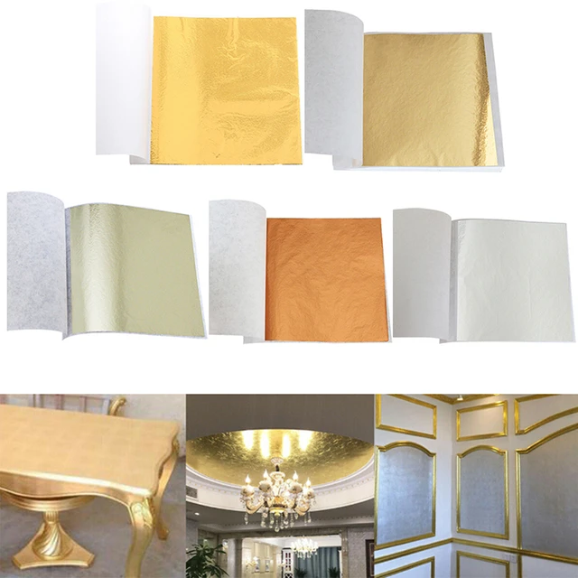 16cm/14cm 100pcs/Pack Imitation Gold Leaf Paper Gold Foil Sheets Gilding  Copper Foil for Arts Crafts Painting Silver Foil