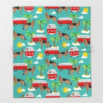 

Breed Dog and Bus Funny Printed Soft Boy Girl Baby Coral Fleece Shepherd Dog Blankets Muti-size Spring Warm Sofa Bed Sheets