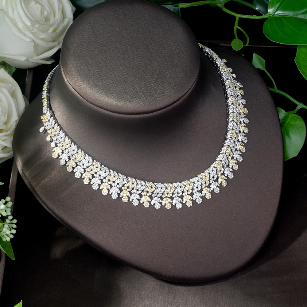Hibride роскошь Для женщин Jewels элегантное Форма Свадебные CZ Цепочки и ожерелья серьги, браслет, кольцо 4 шт. большой Наборы свадебных ювелирных изделий для брод N-871