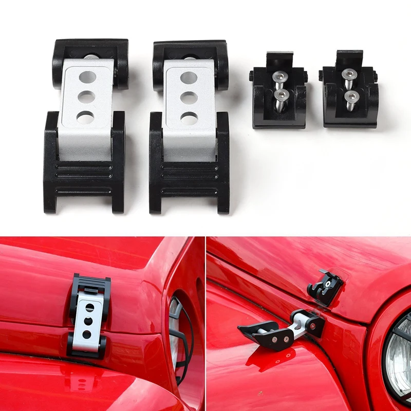 Защелка капота из нержавеющей стали Замок капота Catch Kit для 2007- Jeep Wrangler Jk/Jku-2 шт(серебро