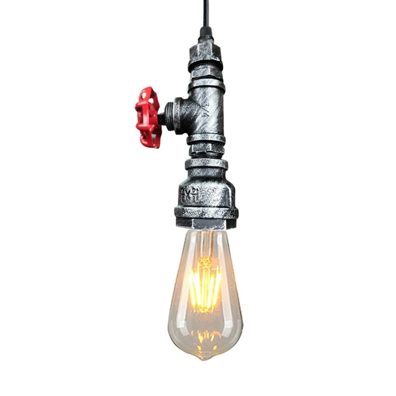 

Loft Industrial Iron Water Pipe Steam Punk Vintage Pendant Lamp Cord E27 Led Pendant Lights for Bedroom Bar Restaurant Kitchen V