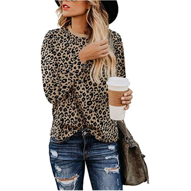 

Funny T Shirts Women Casual Cute Shirts Leopard Print Tops Basic Long Sleeve Soft Tee Shirt Femme Vogue Woman Tshirt Dracarys