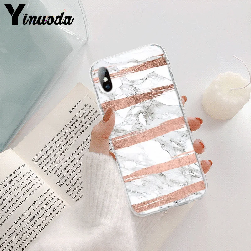 Love Heart Gold Rose Marble Stripes